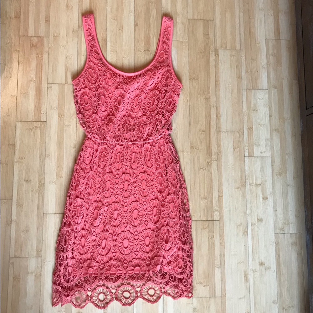 Lauren Conrad Women's Coral Fit Flare Floral Dress